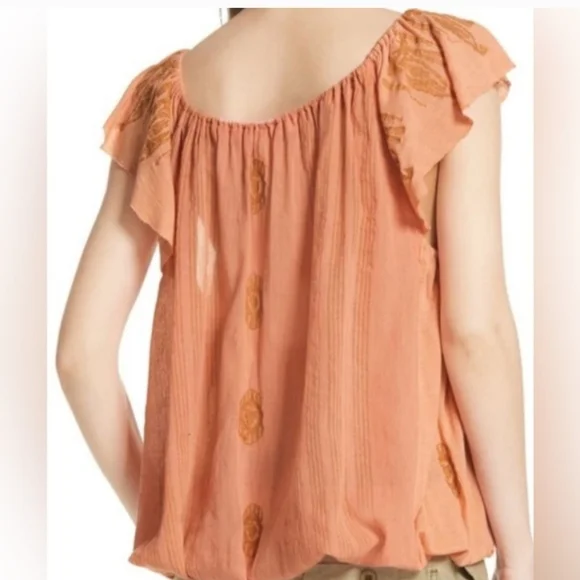 Free People Pukka Tassel Orange Top. - Picture 3 of 8